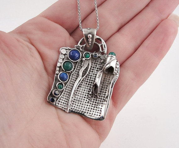 Hadar handcrafted Sterling Silver Mix Stones Pendent