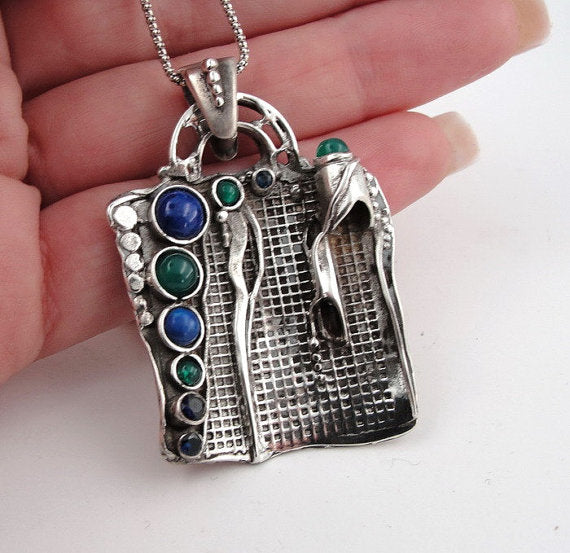 Hadar handcrafted Sterling Silver Mix Stones Pendent