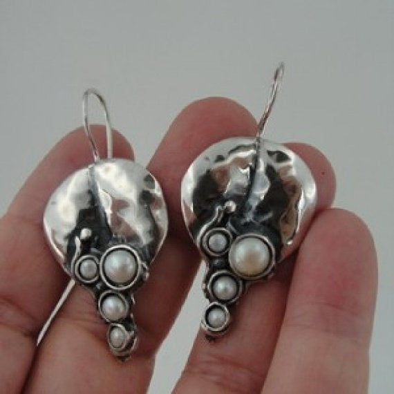 Hadar Jewelry Fab Art Silver Pearl Earrings (H 2663)Y