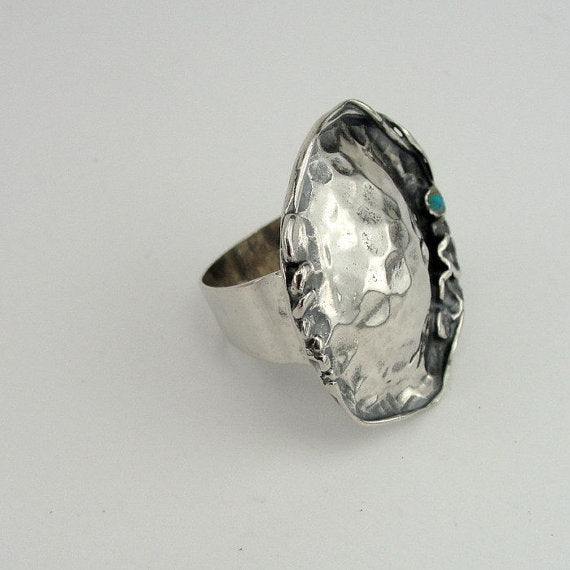 Sterling Silver Ring With a Small Blue Opal (H 1082)