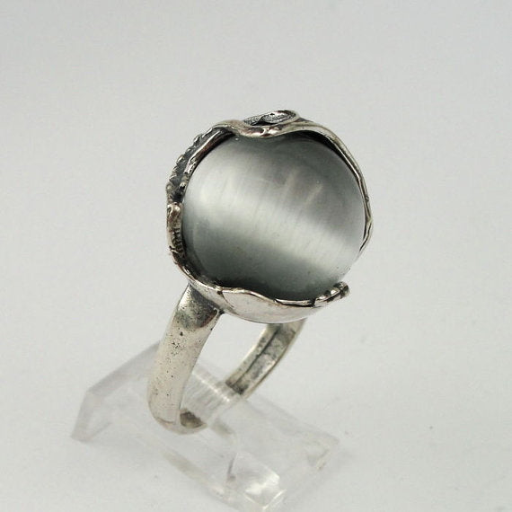 Hadar fabulous large cat's eye sterling silver israel handcrafted ring 150