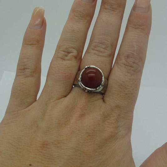 Hadar Fabulous Large handmade Sterling Silver Carnelian Ring size 8.5 (h 148)