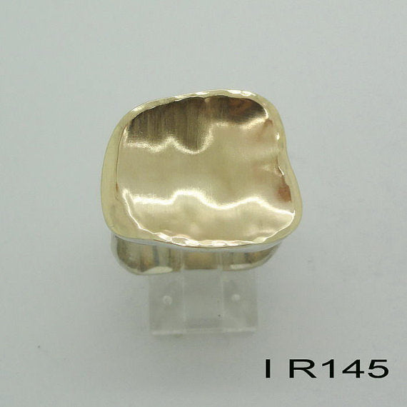 NEW Israel Handmade Yellow Gold Silver Ring size 7.5 (I r145)