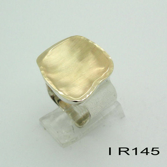 NEW Israel Handmade Yellow Gold Silver Ring size 7.5 (I r145)