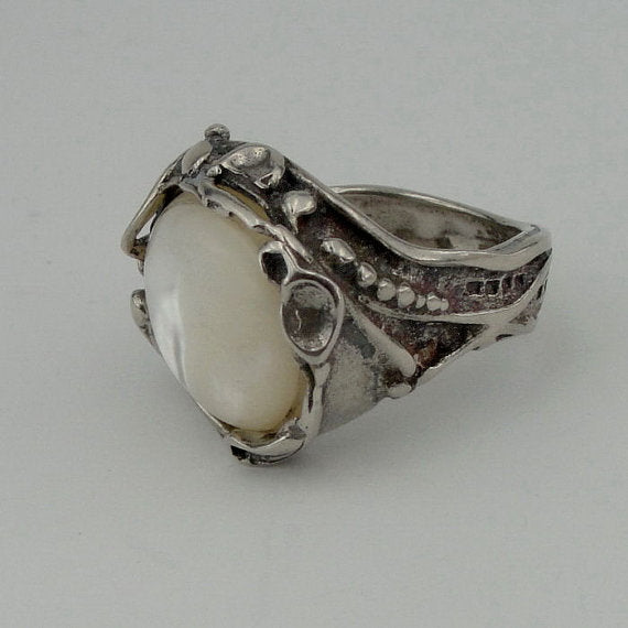 Hadar Designers Mother of Pearl MOP 925 Silver Ring