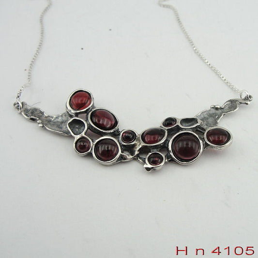 New Hadar jewelry Israeli Handmade Fine 925 Sterling Silver unique design garnet Pendant (Hn4105)