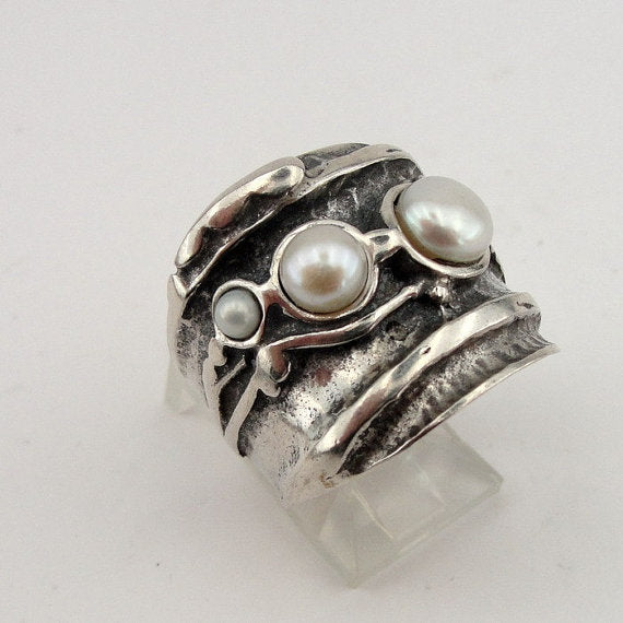 Hadar Jewelry Handcraffted Sterling Silver Pearl Ring
