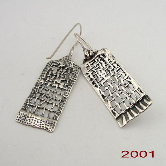 Hadar NEW Handcrafted Long 925 Sterling Silver Net Earrings (H 214s)