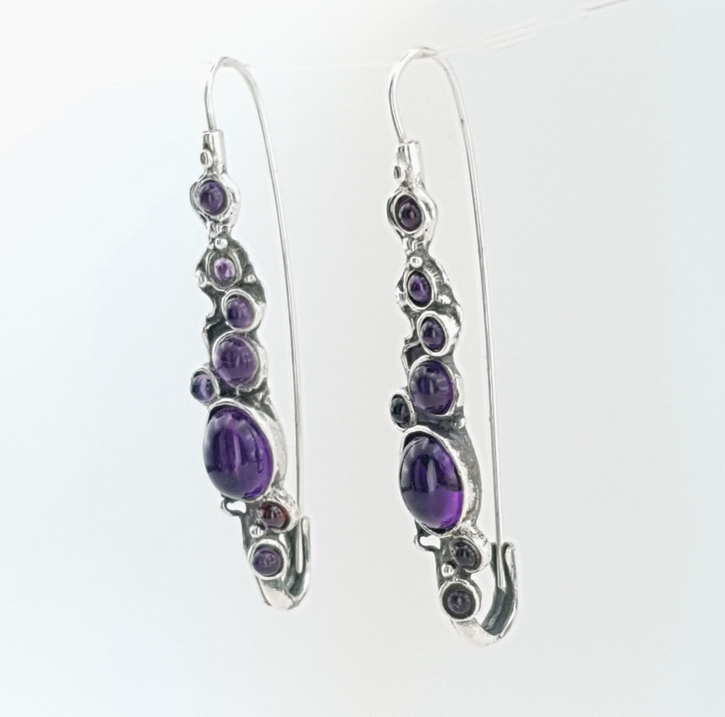 Hadar Jewelry handmade Dangle 925 Sterling Silver Purple Gemstone  Earrings