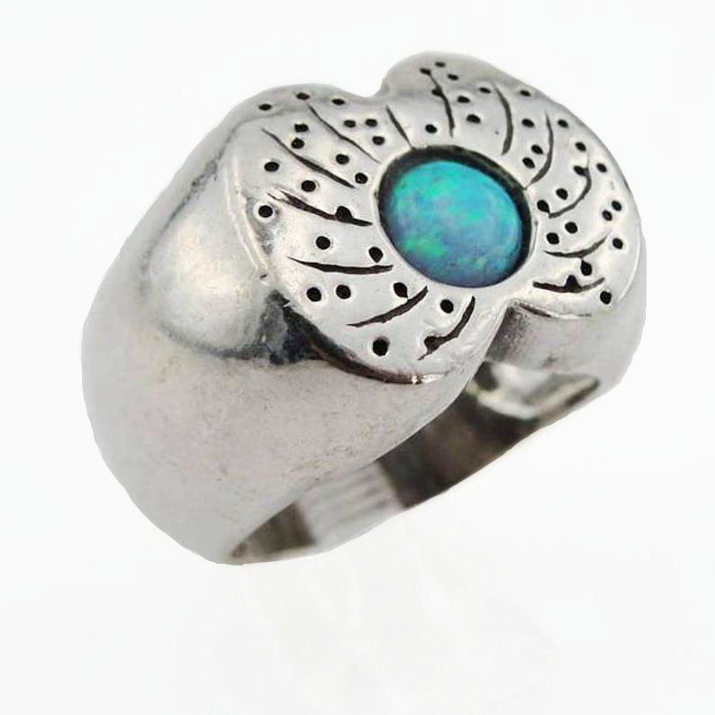 Hadar Designers Sterling Silver Blue Opal Ring